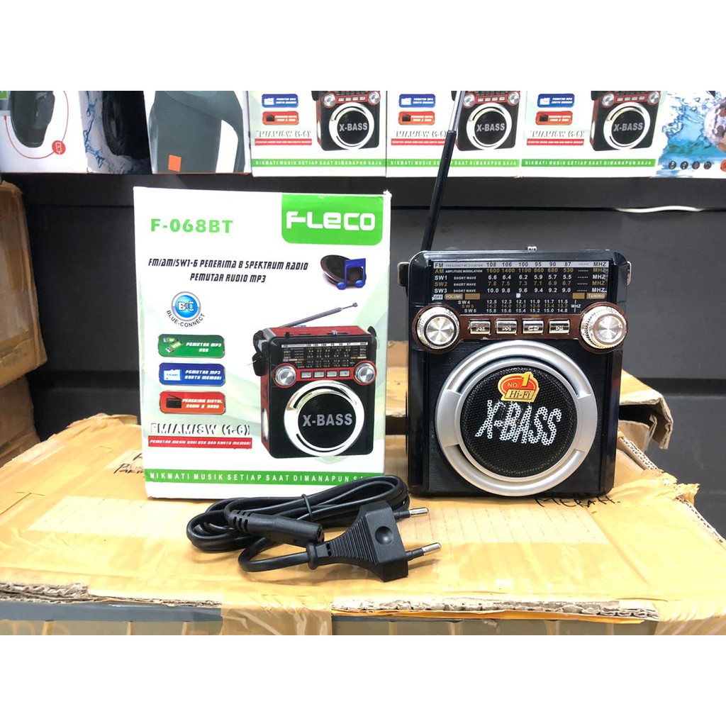 New  Speaker Radio Bluetooth Mp3 Fleco XBASS F068BT Multifungsi