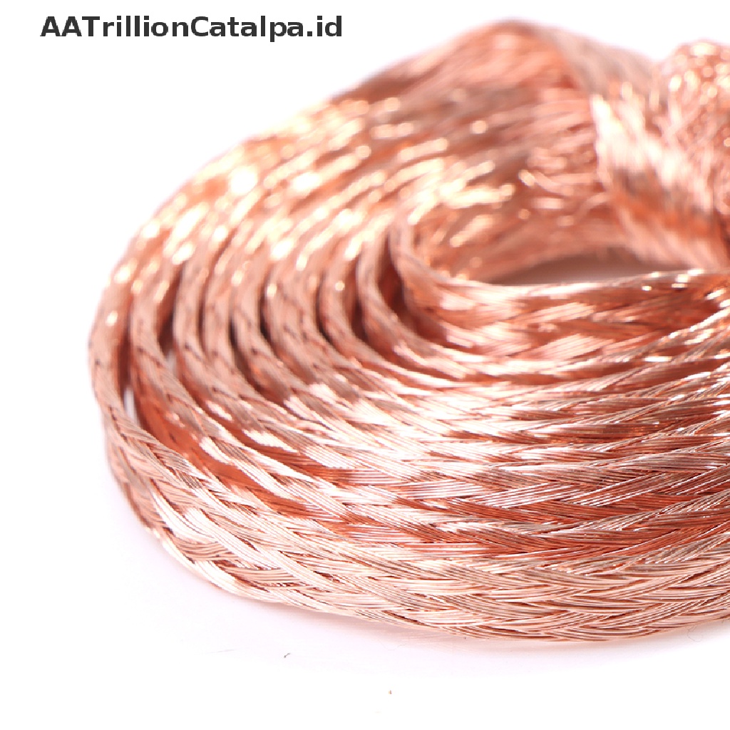 【AATrillionCatalpa】 1m Flat Pure Copper Braid Cable Bare Copper Braid Wire Ground Lead ID