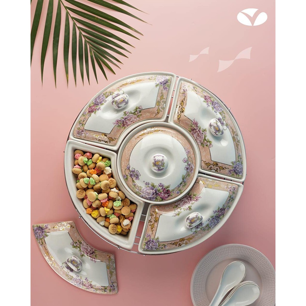 Vicenza Set Prasmanan Ukuran Kecil Prasmanan Penganan dengan Roda Pemutar H14