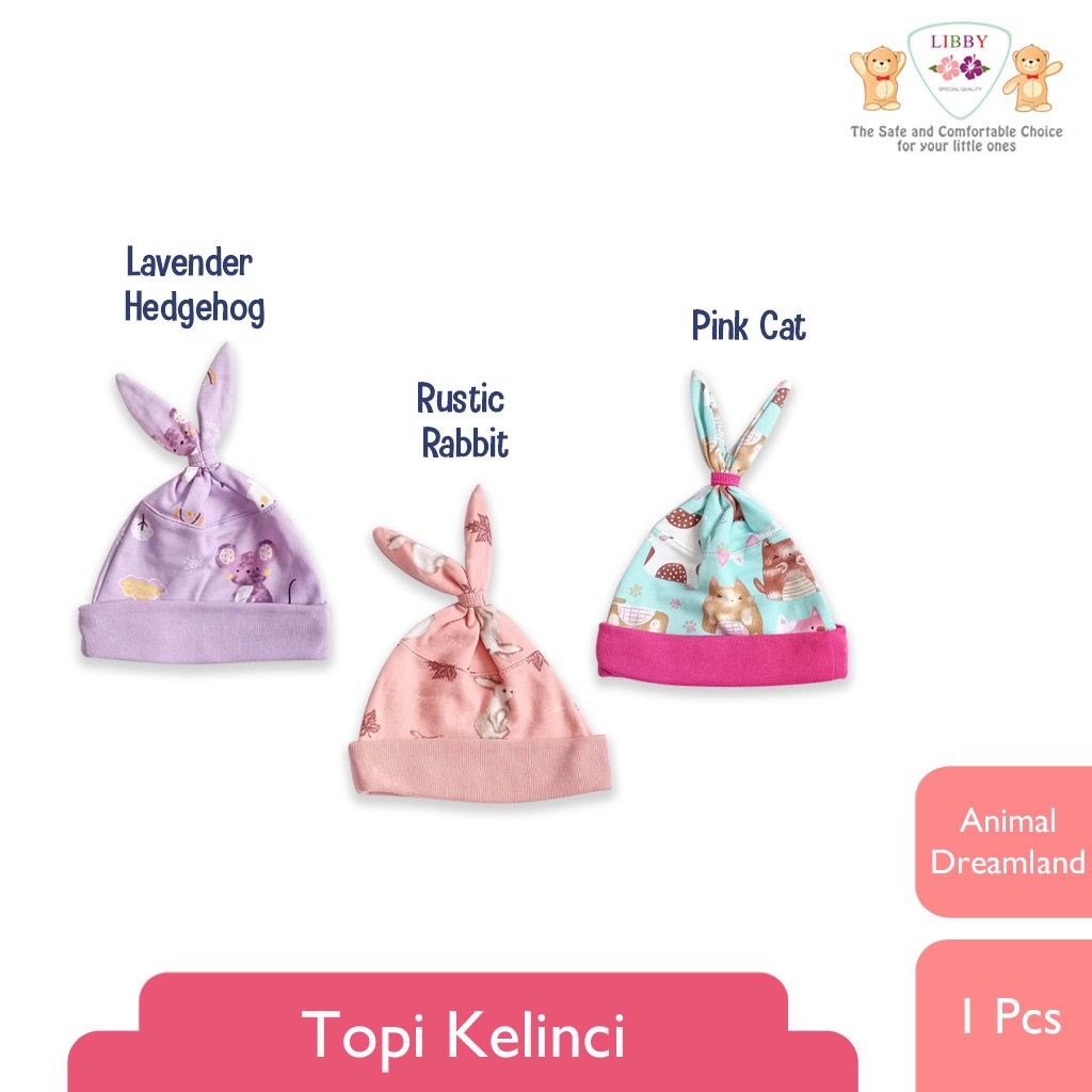 Libby Topi Kelinci 1 pcs - Topi Bayi Island Explorer-Lavender Hedgehog