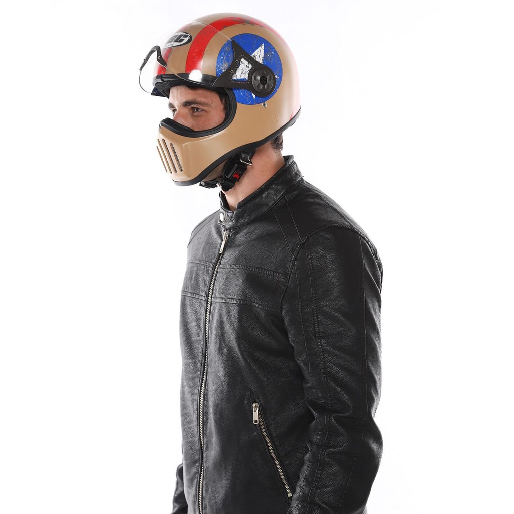 HELM CAKIL HBC PILOT VISOR CAPTAIN AMERICA + FREE BONUS (Helm HBC Cakil/Helm Retro/Helm Vespa)