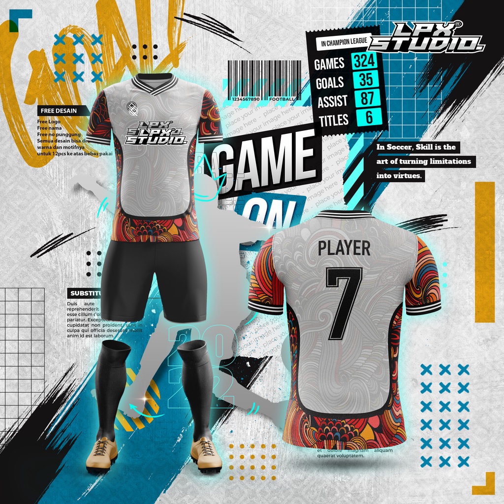 Jersey Futsal Doodle Rainbow Custom