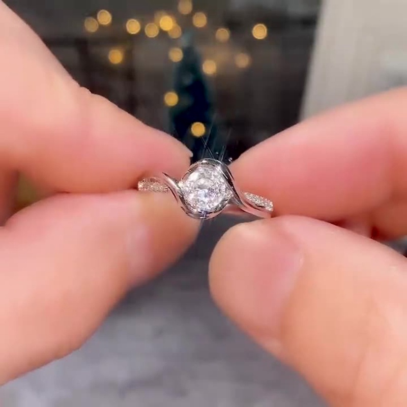 Cincin Sterling Silver 925 Dengan Zircon Bentuk Hati Untuk Wanita