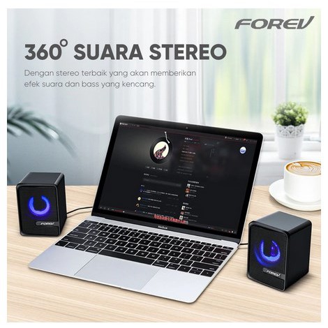 ITSTORE Speaker Desktop Multimedia Forev FV-208 Audio Untuk PC Laptop HP FV208FV 208 Extra Bass RGB LED Light