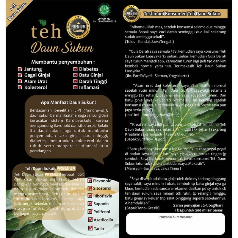 Teh Herbal Teh Daun Sukun Kualitas Premium Laasyaka Herbal Penghancur Batu Ginjal