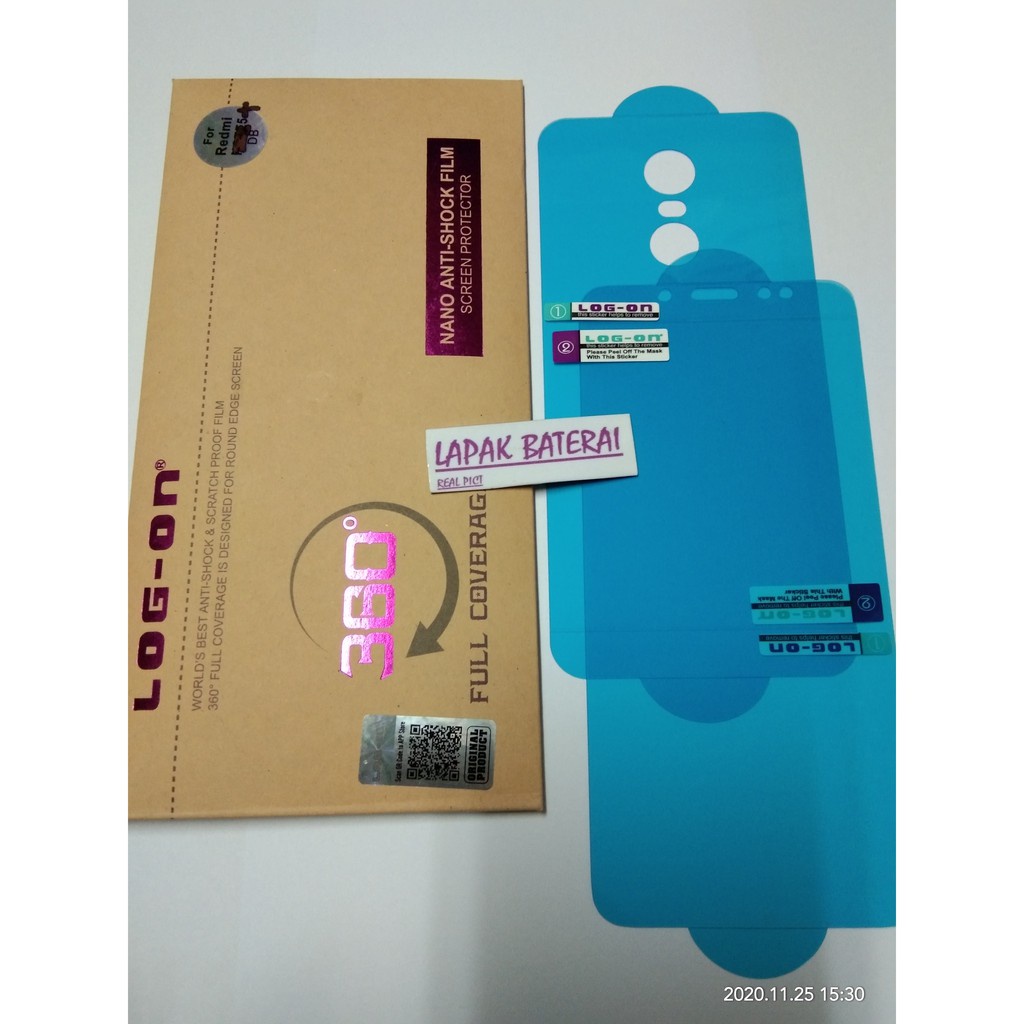 LOG - ON Anti Gores Hydrogel Xiaomi Redmi 5 Plus Depan Belakang