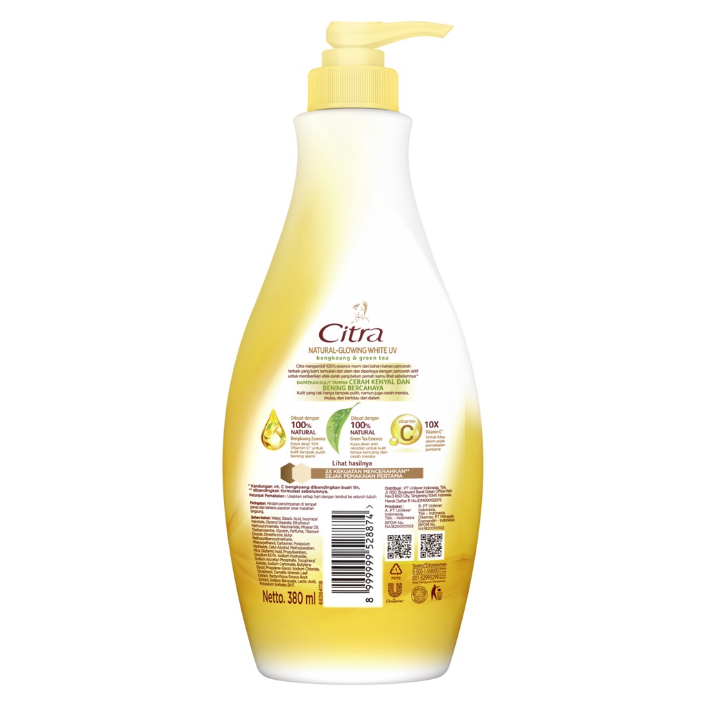 CITRA BENGKOANG GREEN TEA BODY LOTION NATURAL GLOW UV 380ML