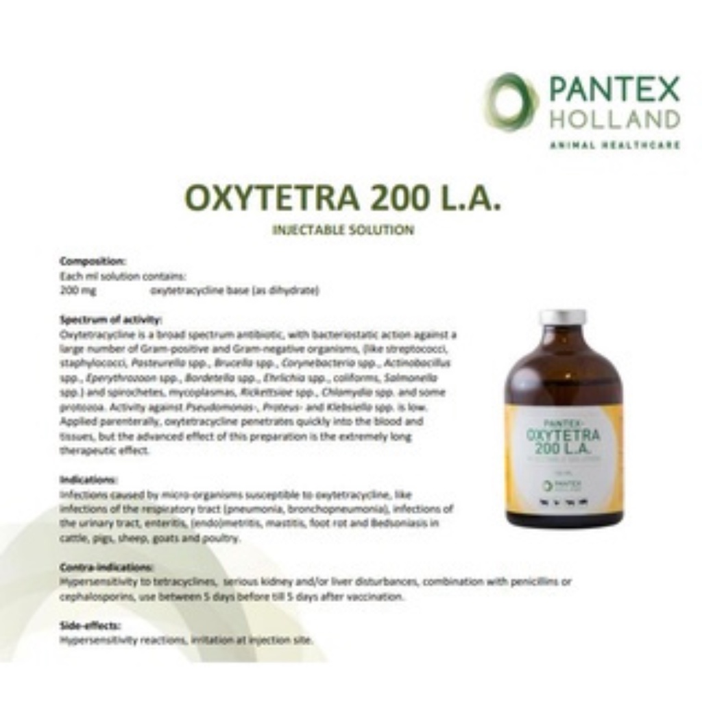 PANTEX OXYTETRA 200 LA - Obat Antibiotik Pencernaan &amp; Pernafasan Ternak - Obat sapi - Obat kambing - Mirip Vet Oxy La &amp; Limoxin La - Pantex Holland