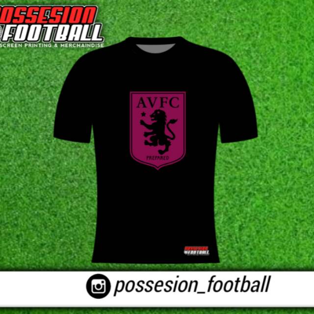 Kaos Logo Aston Villa Hitam Shopee Indonesia