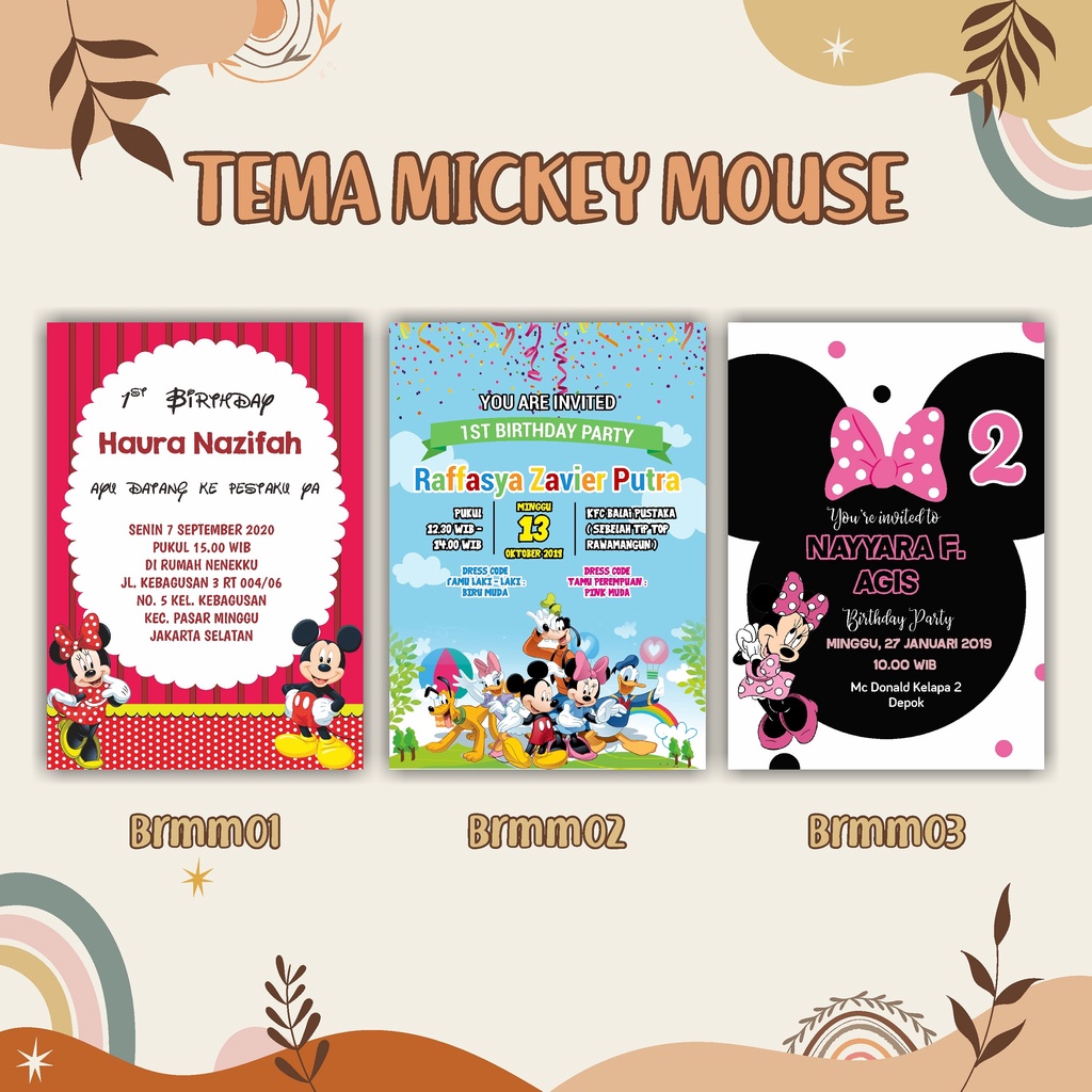 Jual Undangan DIgital Ulang Tahun Tema Mickey Mouse | Shopee Indonesia