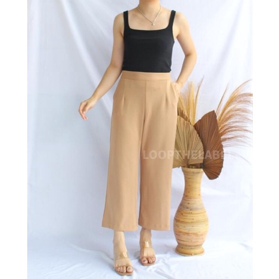 MOSSA CULLOTE PANTS - Celana Kulot Wanita / Celana Kantor / Celana Formal / Celana Panjang Wanita-WHEAT