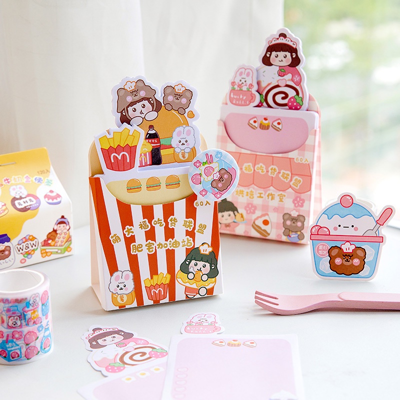 Sticky Notes French Fries Lucu Premium dan Pie Stiker Roll