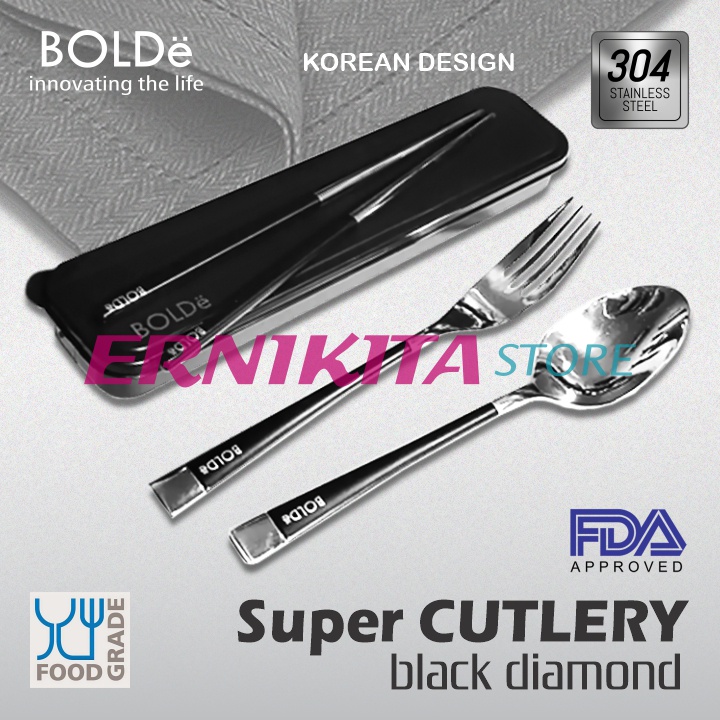 BOLDe SUPER CUTLERY BLACK DIAMOND - Sendok Garpu Set Platinum