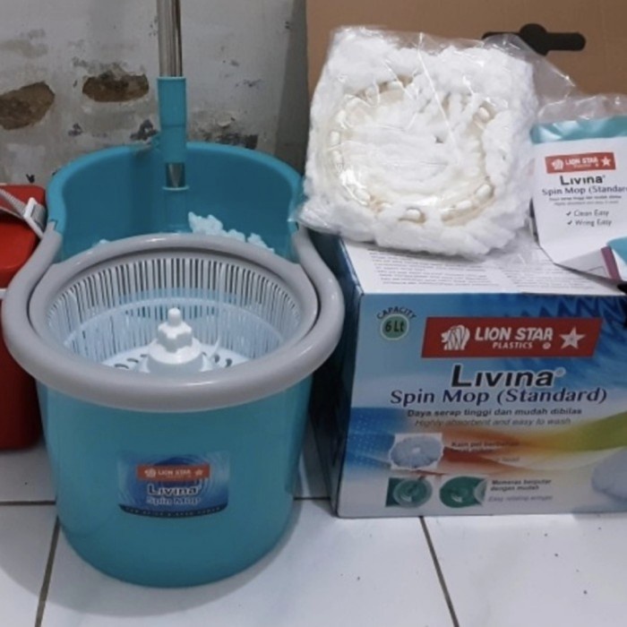 Alat Pel Lantai LIVINA SPIN MOP LION STAR BM 45 Emper Pel Peras Putar