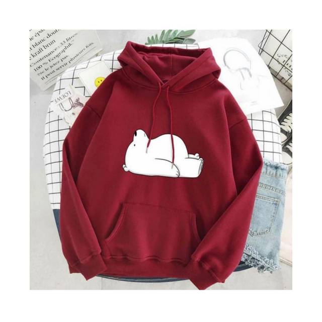 HOODIE WANITA SLEEP THE BEAR / HOODIE WANITA TEBAL