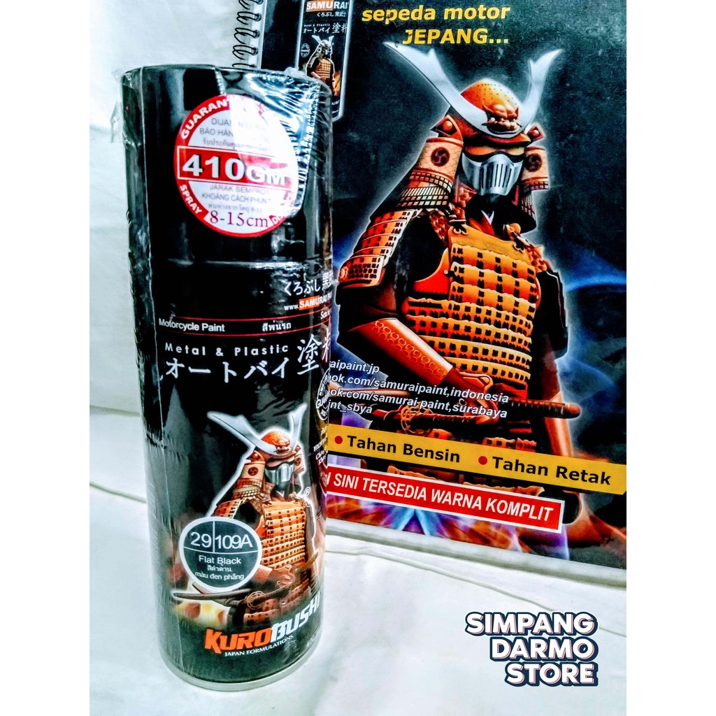 Pilox Pylox Samurai Black Dof Doff Flat Matte Matt Hitam Dop 109A Cat Mobil Motor Tahan Bensin Solid