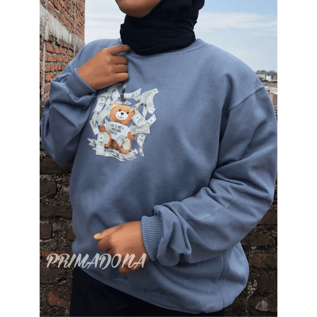 Bear Rich  crewneck sweater pria wanita Kekinian Bahan Fleece