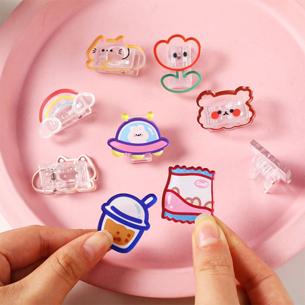 QUINTON Creativity Paper Clip Desktop Organizer Snacks Sealing Clip Transparent Clip Binding School Stationery Page Holder Office Supplies Cartoon Small Clips Binder Clips