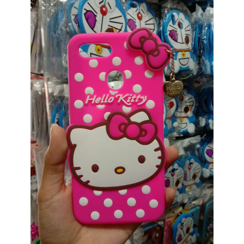 Case Boneka 3D 4D Caracter Case Soft Silikon HELLOKITTY POLKADOT OPPO F9/A7/A5S
