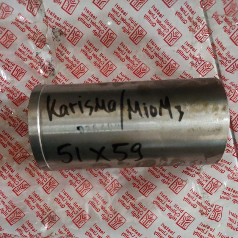 cylinder liner foring boring karisma mio m3 GT125 ukuran dalam 51 x luar 59/60 x panjang 117mm bioli