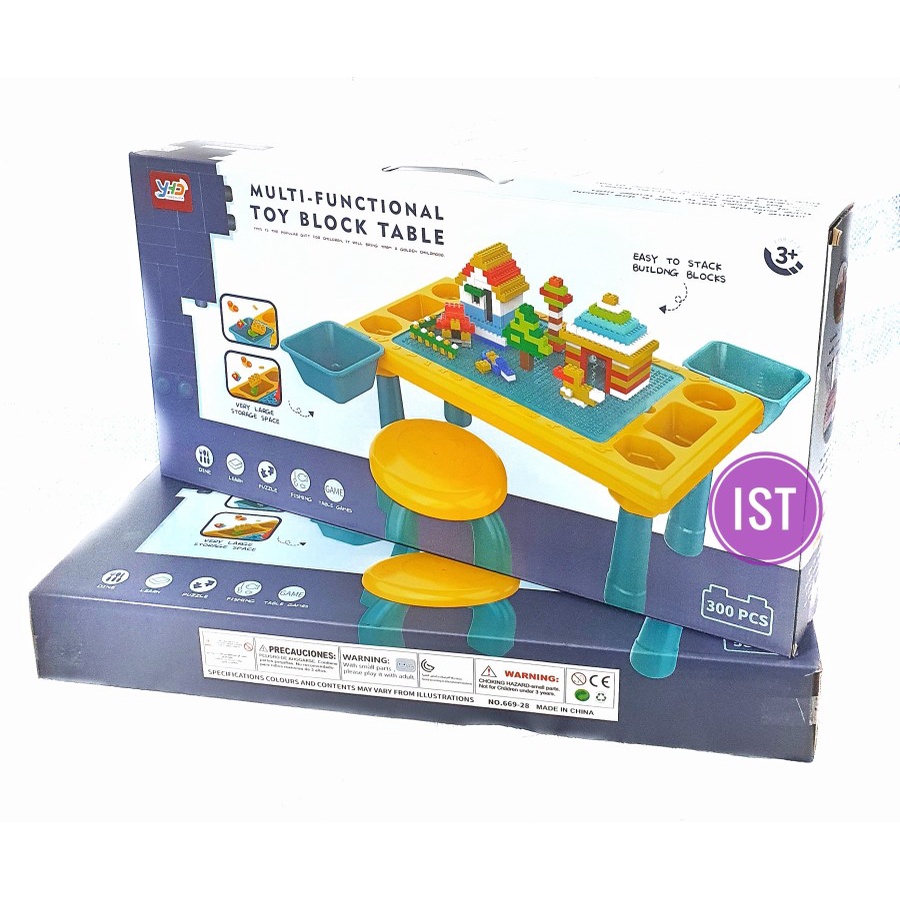 MWN Mainan MultiFunctional Toy Block Table 300 pcs incl Bangku No.669-29