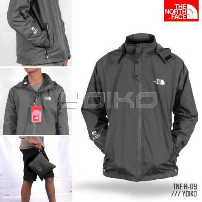 Jaket gunung outdoor pria TNF The North Face H09 full Polar BB abu