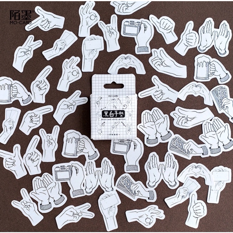(45 PCS) STICKER AESTHETIC CUTE BOX STIKER LUCU MURAH BINATANG ORANG BUNGA SCRAPBOOK STIKER HP-Gesture