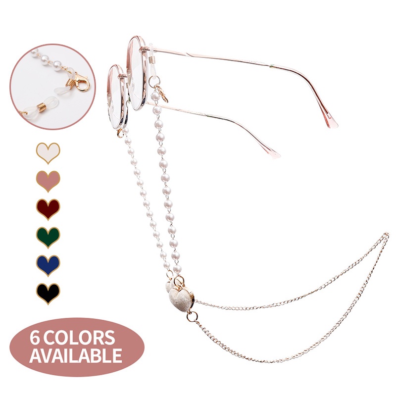 Tali Rantai Kacamata Bahan Logam Hias Manik-Manik Mutiara Gaya Vintage Untuk Wanita