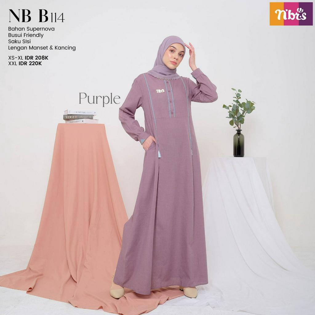 Nibras Gamis NB B114 Bahan Supernova Fashion Muslimah Simpel by Nibras bisa COD