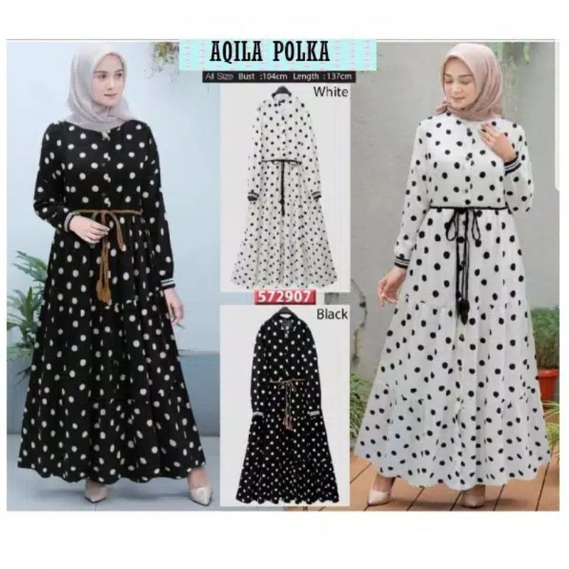 GAMIS AQILA POLKADOT TERLARIS