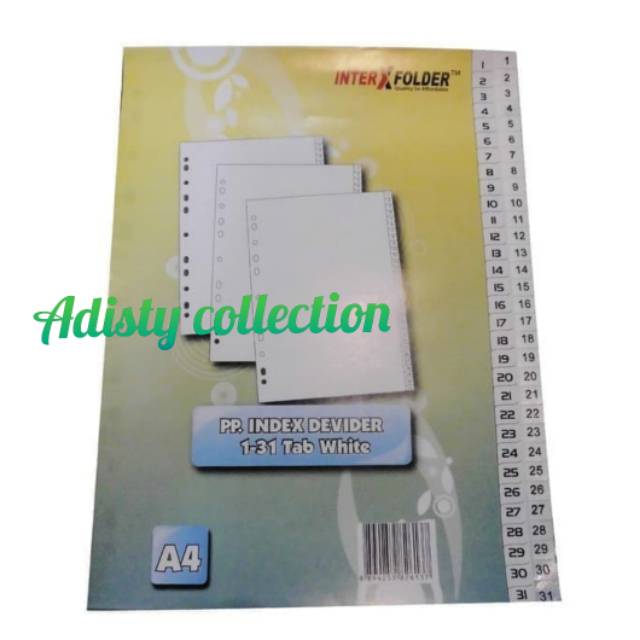 

Divider Inter X A4 1-31 Angka 31 Tab