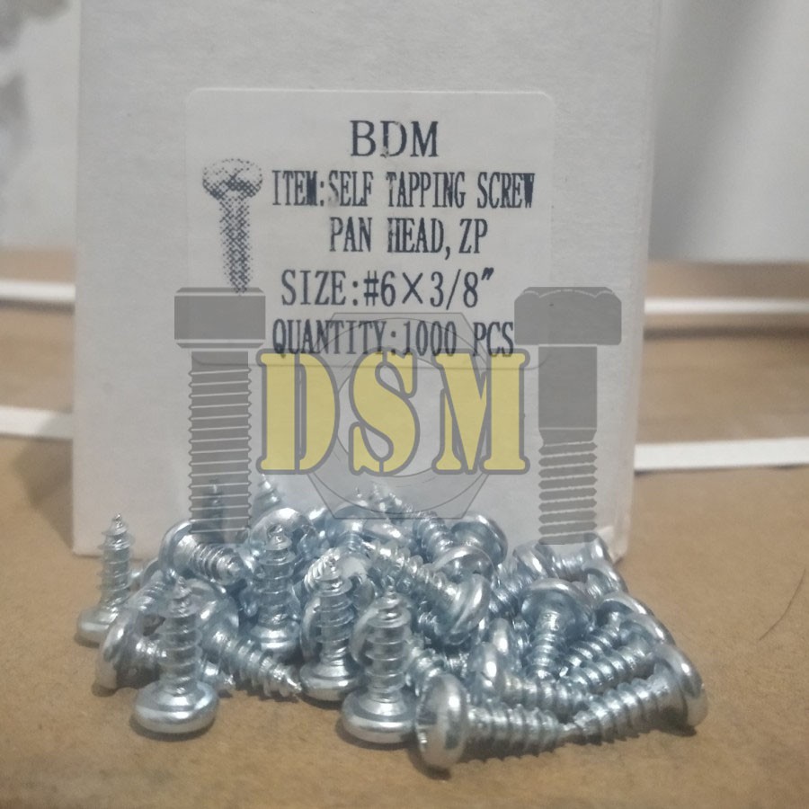 (100 PCS) Sekrup PH #6x3/8&quot; / Self Tapping Screw P+AB (1 CM)