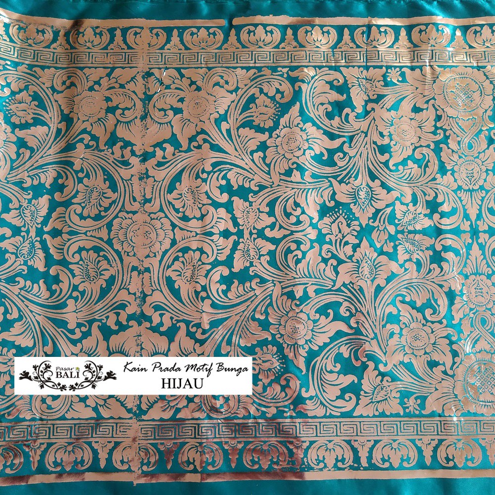 Kain Prada Motif Bunga - Hijau