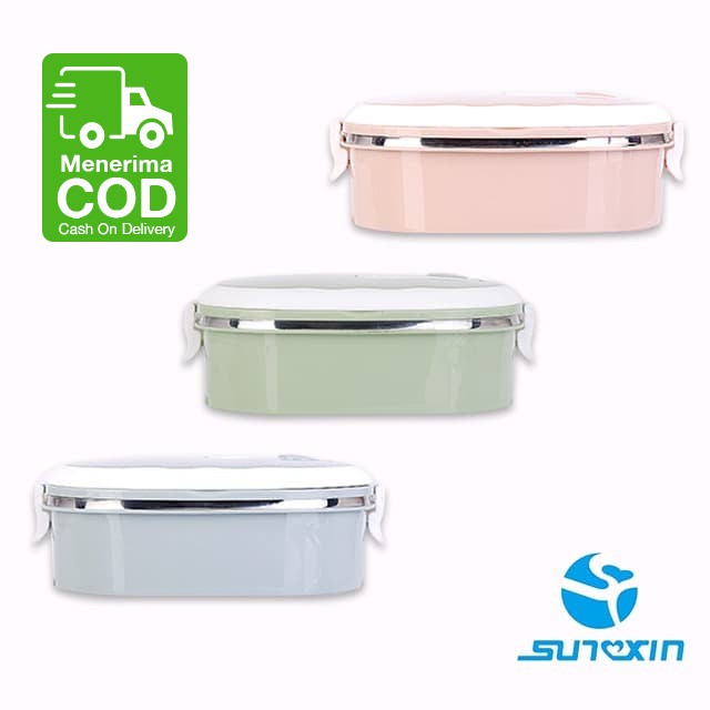 LUNCH BOX SET RANTANG PERSEGI 1 SUSUN STAINLESS STEEL 