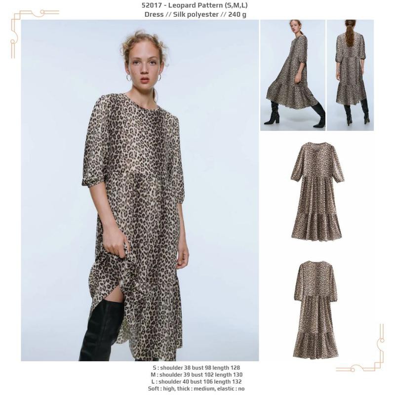 52017 Leopard Pattern Dress / Dress Casual Panjang Leopard