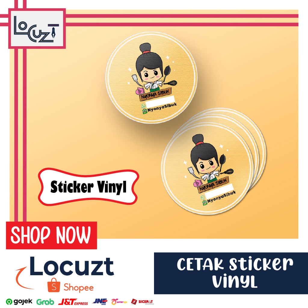 

CETAK STICKER VINYL / VYNIL LABEL KEMASAN A3+ KISS CUT BULAT PETAK SESUAI POLA