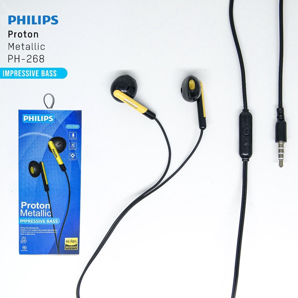 HEADSET / HANDSFREE PHILIPXX PH-268 super bass  + mic bisa buat telefon ya