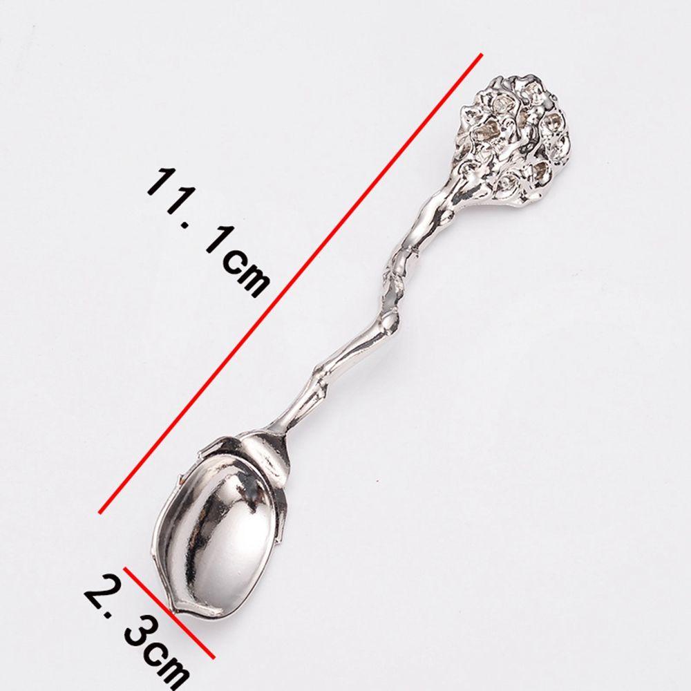 [Elegan] Mixing Spoons Bronze Ukir Logam Es Krim Sendok Garpu Dessert Makanan Ringan Zinc Alloy Coffee Spoon