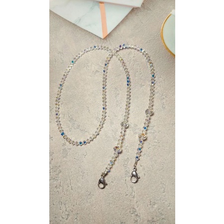 Tali masker / Strap Mask Full Swarovski Putih