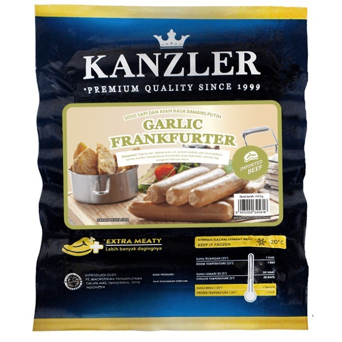 

Sosis KANZLER GARLIC FRANKFURTER 300gr Isi 6 Sosis Ayam dan Sapi