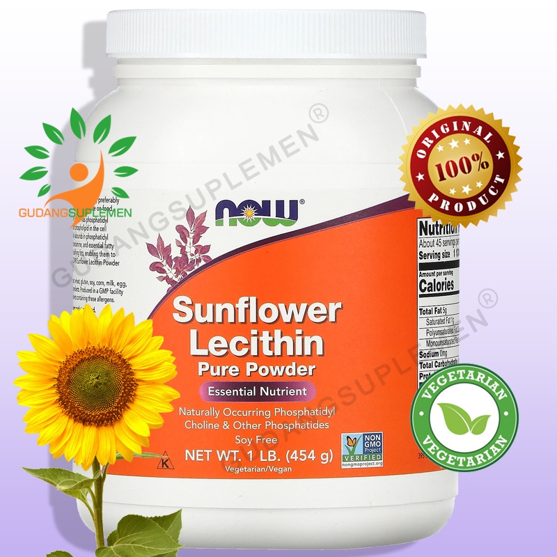 NOW Sunflower Lecithin Pure Powder - Lesitin Bubuk - 454 gram