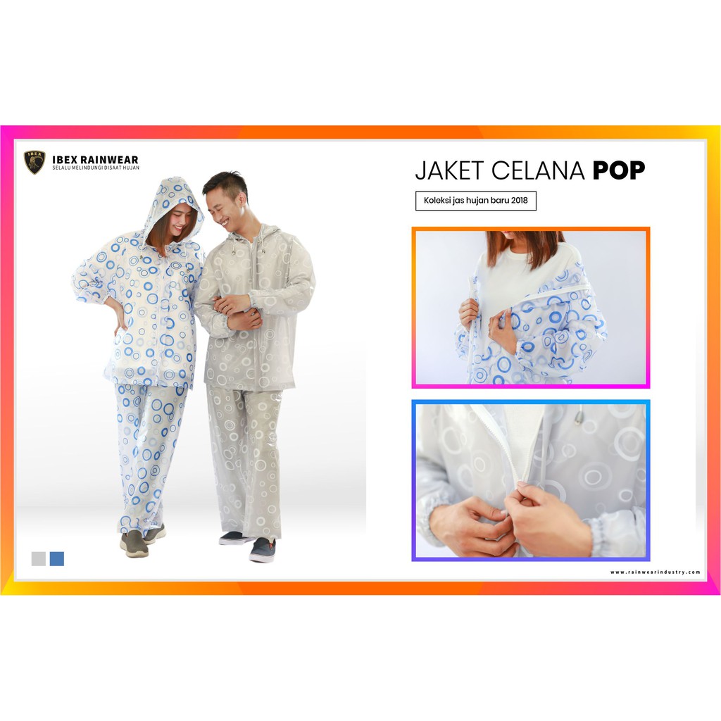 JAS HUJAN Setelan POLKADOT Jaket Celana IBEX POP Promo Bagus MURAH