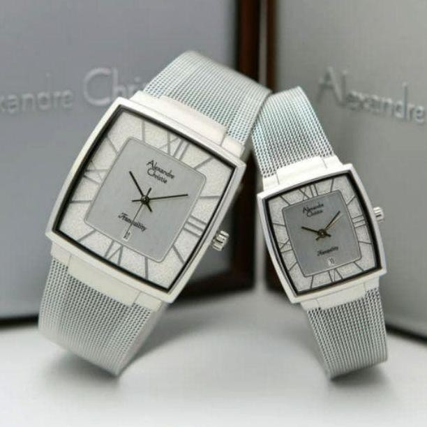 Jam Tangan Couple Alexandre Christie Ac 8329 Ac8329 Silver Bunga.Shopping.Mall