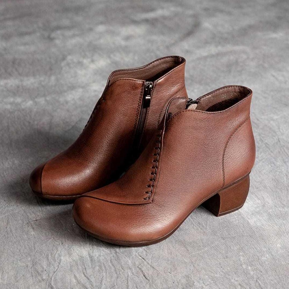 Import Original Kulit Asli Sepatu Boots Wanita Tinggi Heels Sepatu Cewek Casual Formal Santai Lembut Kerja Kuliah Cantik Kekinian 199