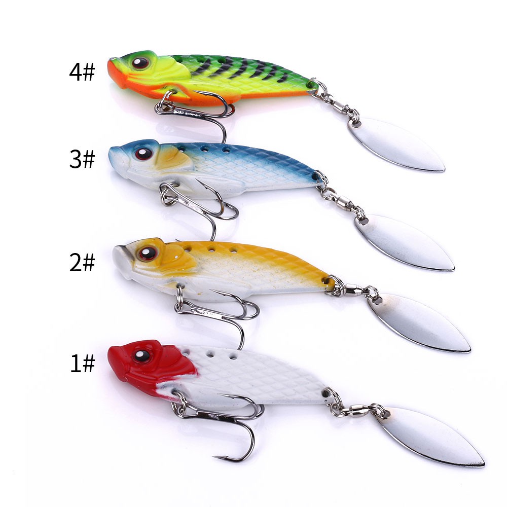 HENGJIA 4PCS/Lot Metal Spinner Fishing Lures 6cm 20g VIB Swimbait Vibrating Artificial Hard Bait with spoon Sequins Fishing Tackle