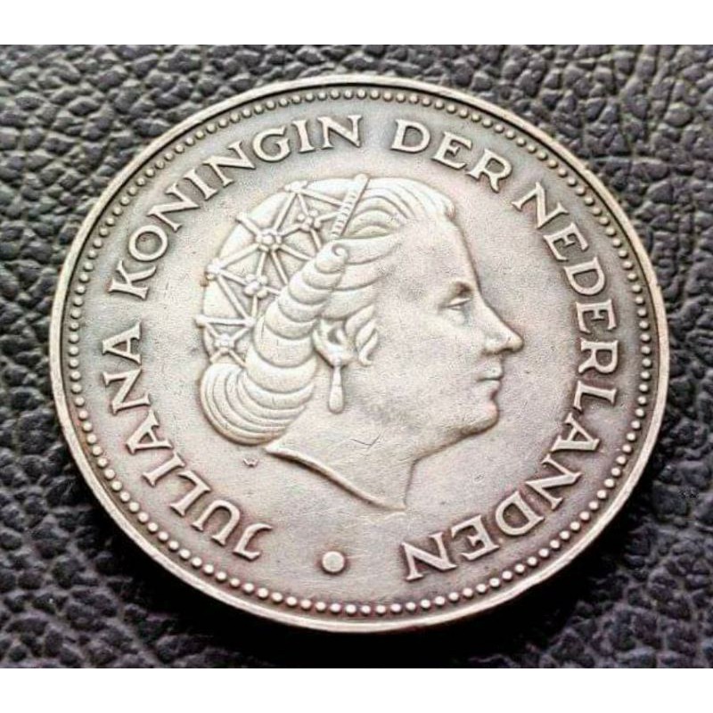 Uang Koin Kuno Asing Perak 10 Gulden Juliana Tahun 1970 NEDERLANDEN