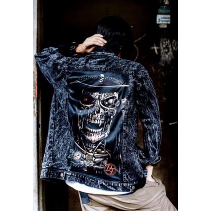 DFOUR Jaket Jeans Printing Gambar M - XXXL (JUMBO)