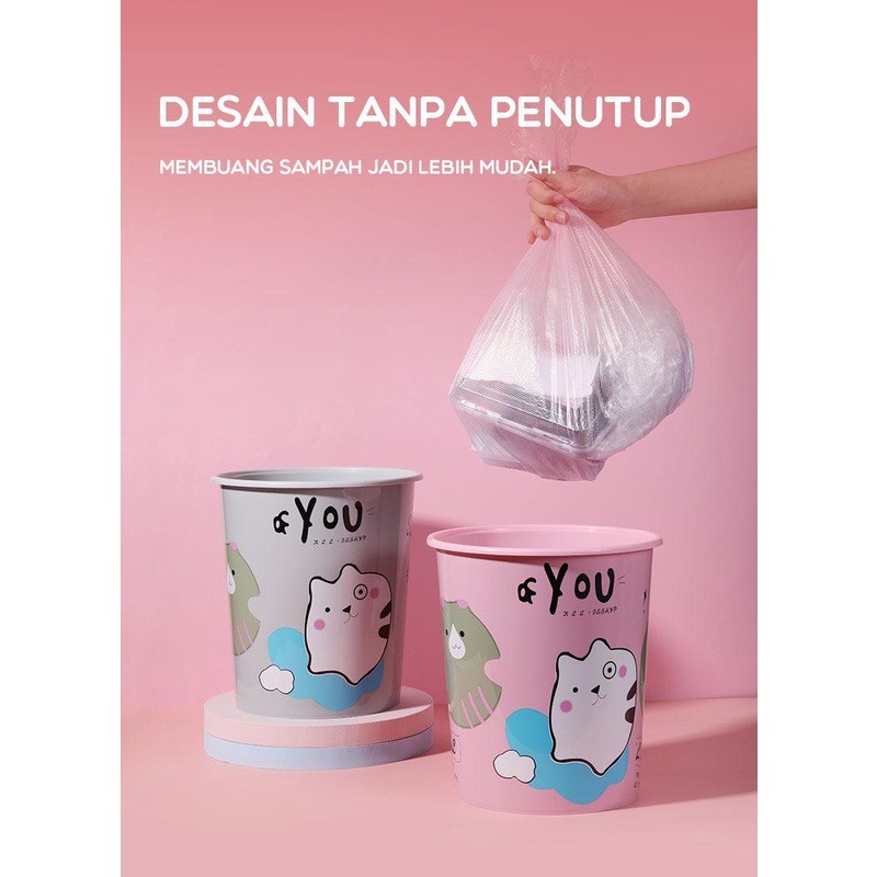 Tempat Sampah Plastik Samono SGC001 Desain Kartun Lucu Anti Pecah-2