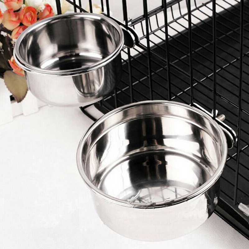 Mangkok Makan / Minum Gantung Bahan Stainless Steel Untuk Anjing / Kucing / Burung