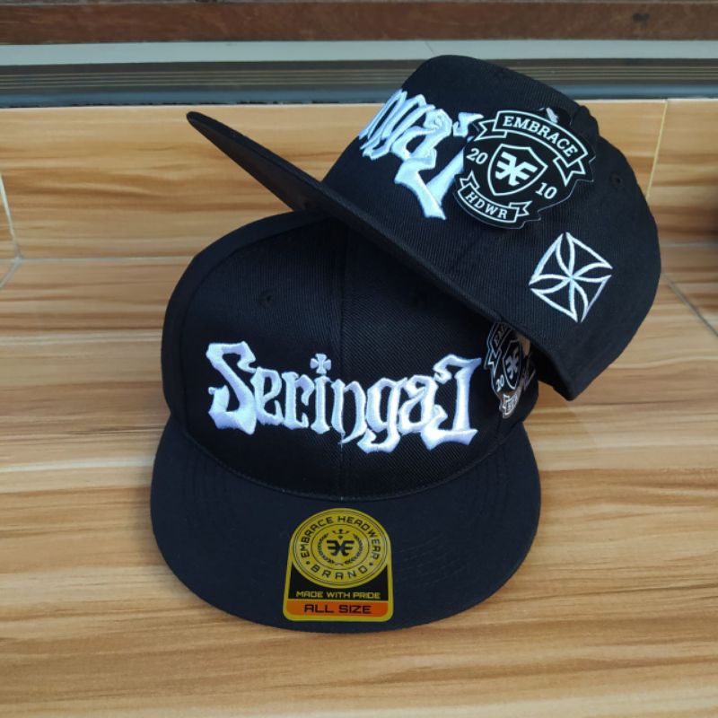 Topi Snapback metal distro pria Bordir Seringai